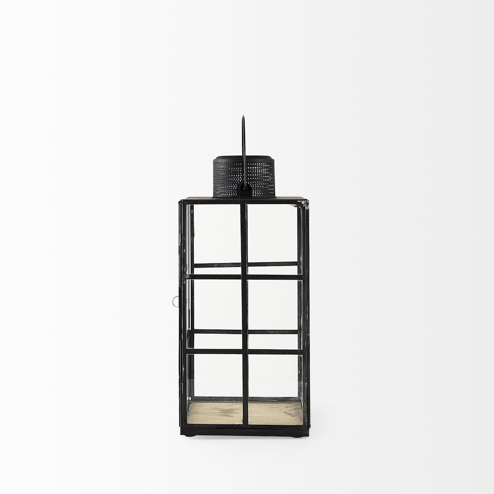 Gamfield 6.1L x 6.1W x 13.4H Medium Black Metal and Glass Lantern. Picture 4