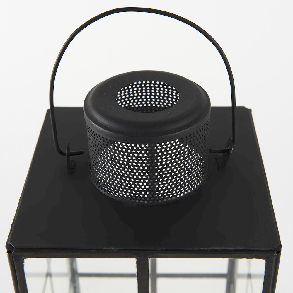 Gamfield 6.1L x 6.1W x 13.4H Medium Black Metal and Glass Lantern. Picture 7