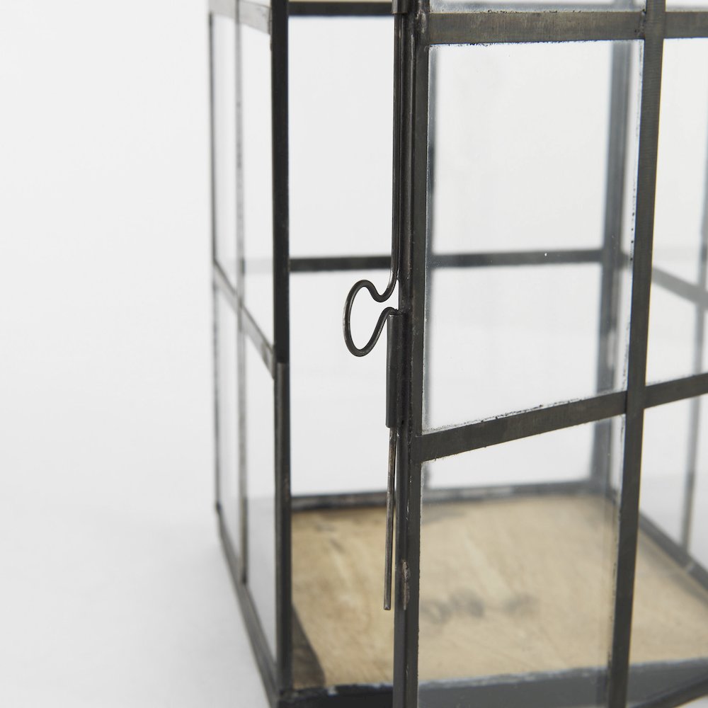 Gamfield 6.1L x 6.1W x 13.4H Medium Black Metal and Glass Lantern. Picture 8