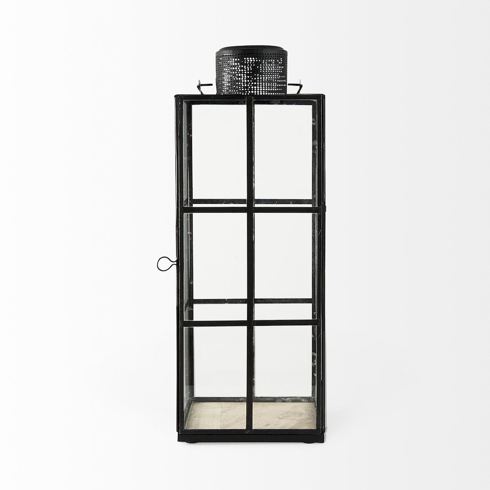 Gamfield 6.1L x 6.1W x 16.7H Large Black Metal and Glass Lantern. Picture 2