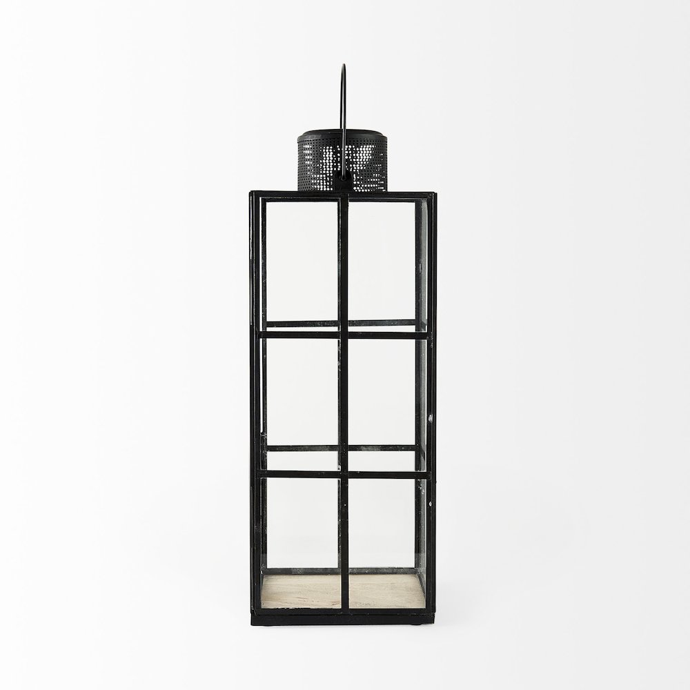 Gamfield 6.1L x 6.1W x 16.7H Large Black Metal and Glass Lantern. Picture 3