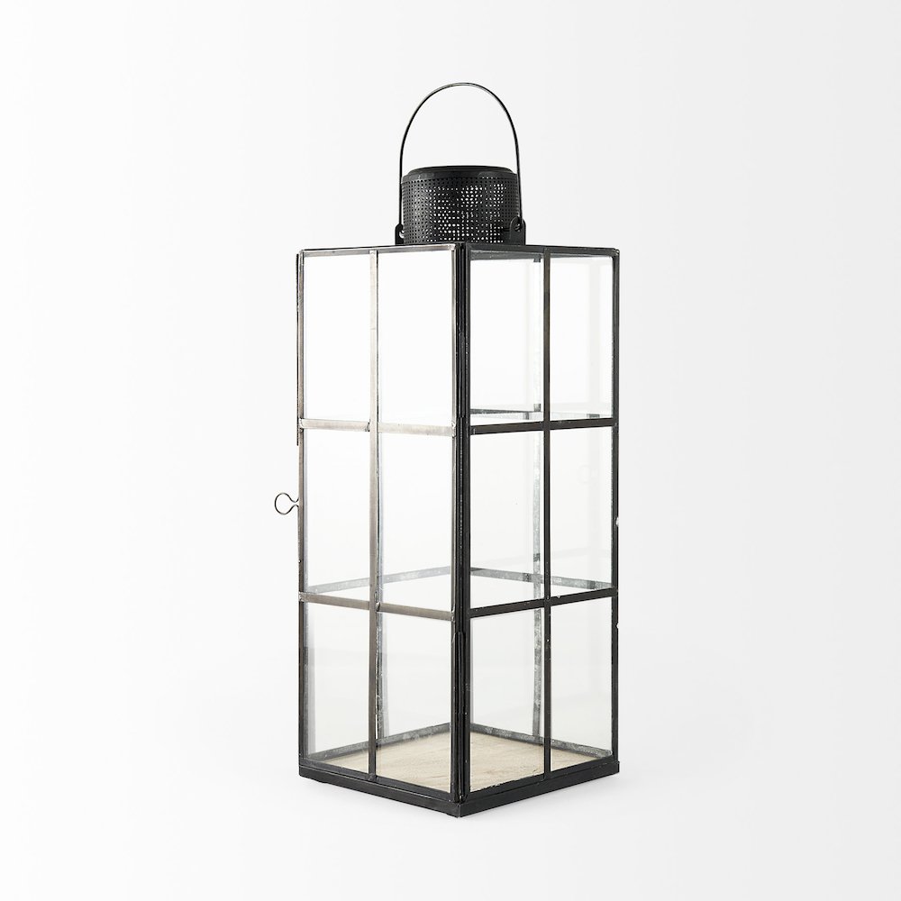 Gamfield 6.1L x 6.1W x 16.7H Large Black Metal and Glass Lantern. Picture 4