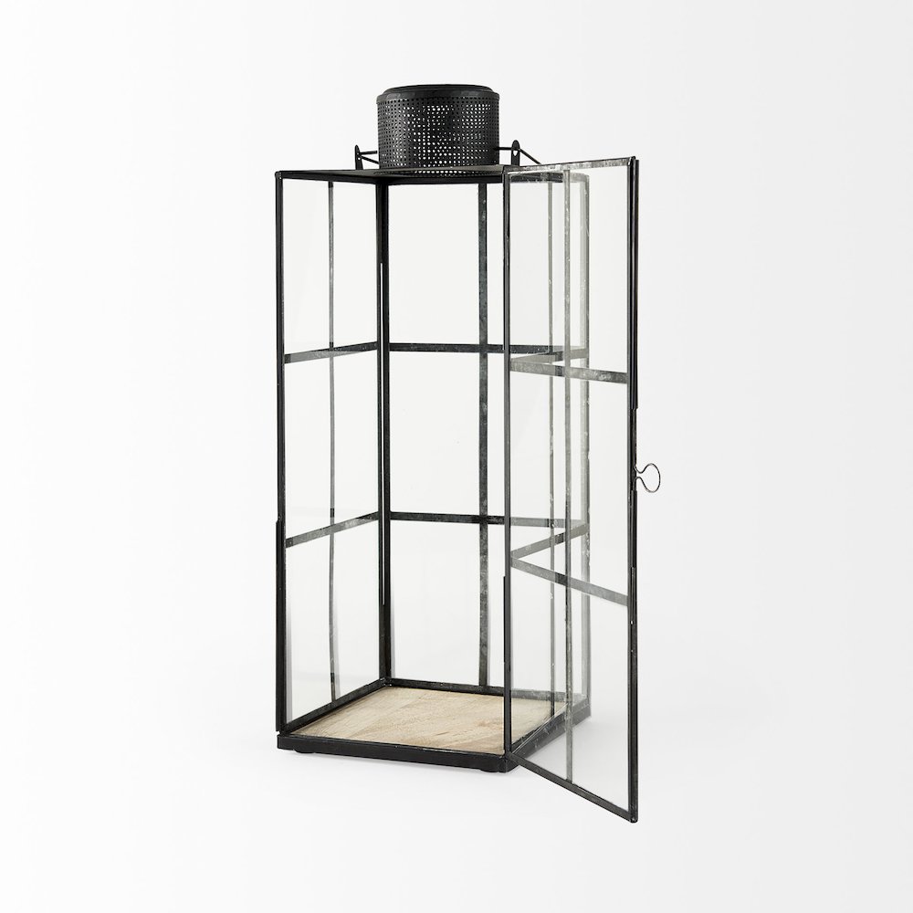 Gamfield 6.1L x 6.1W x 16.7H Large Black Metal and Glass Lantern. Picture 5