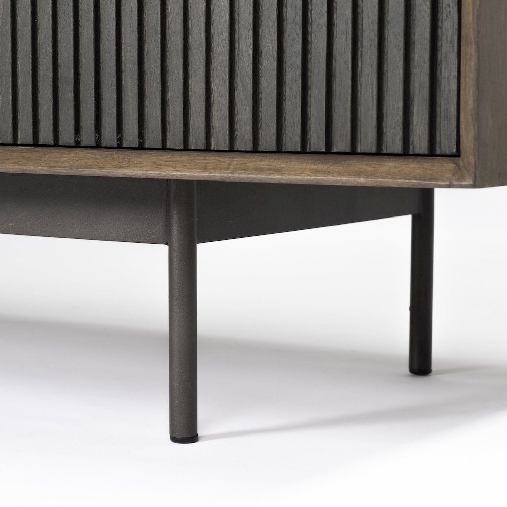 Grace Two-Toned Brown Solid Wood TV Stand Media Console with Slated Doors. Picture 5
