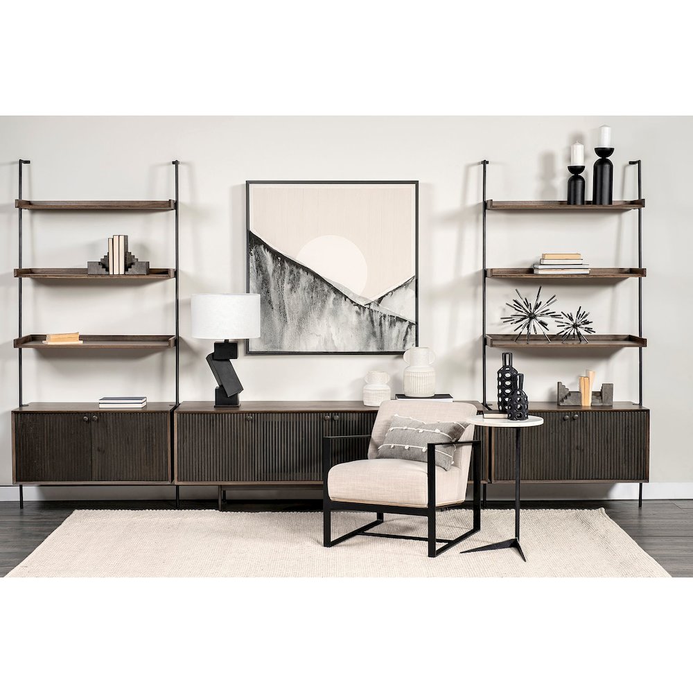 Grace Two-Toned Brown Solid Wood TV Stand Media Console with Slated Doors. Picture 6