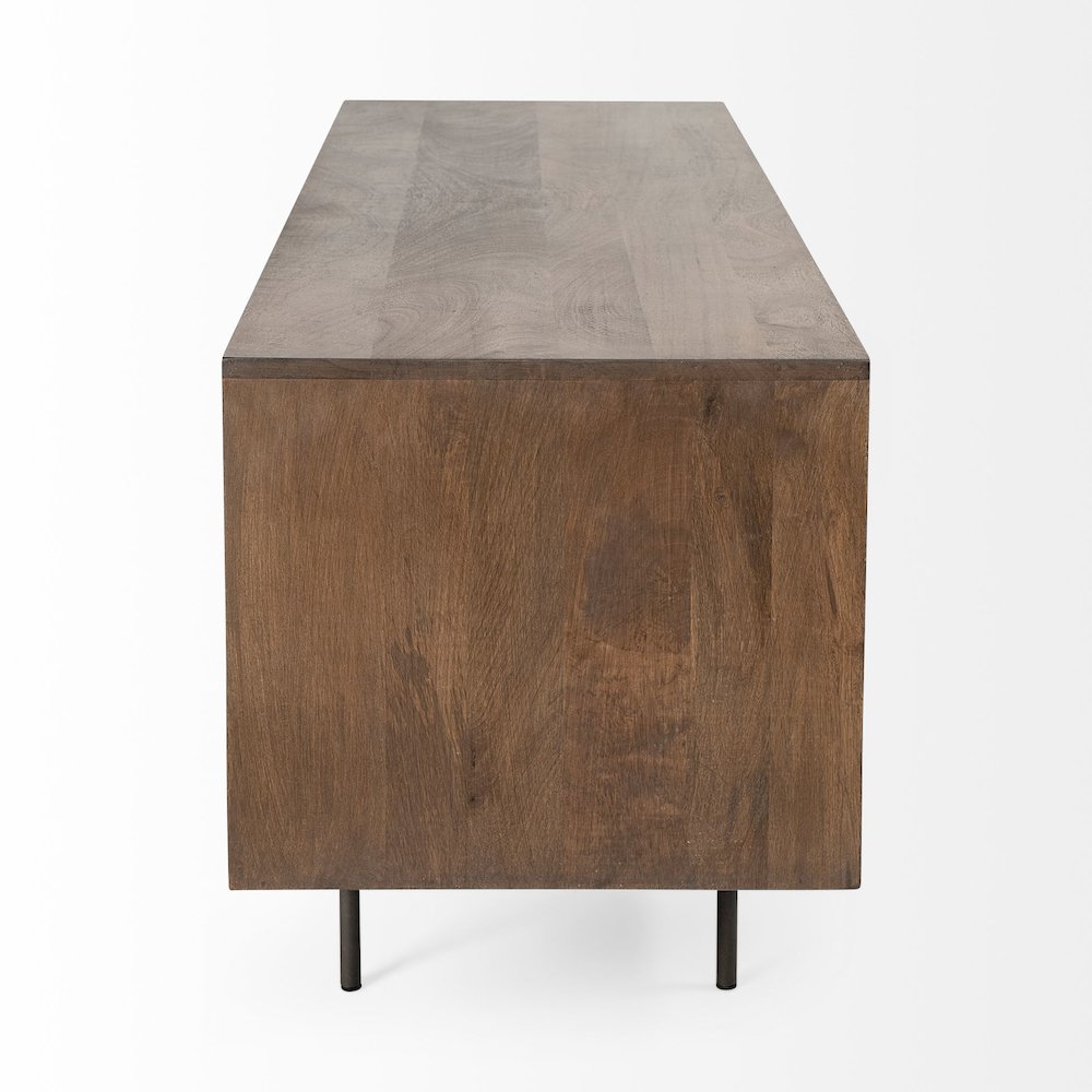 Grace Two-Toned Brown Solid Wood TV Stand Media Console with Slated Doors. Picture 9