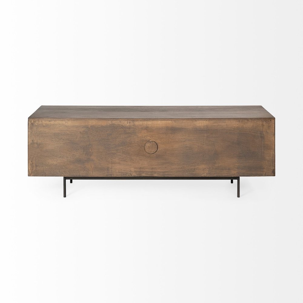 Grace Two-Toned Brown Solid Wood TV Stand Media Console with Slated Doors. Picture 10