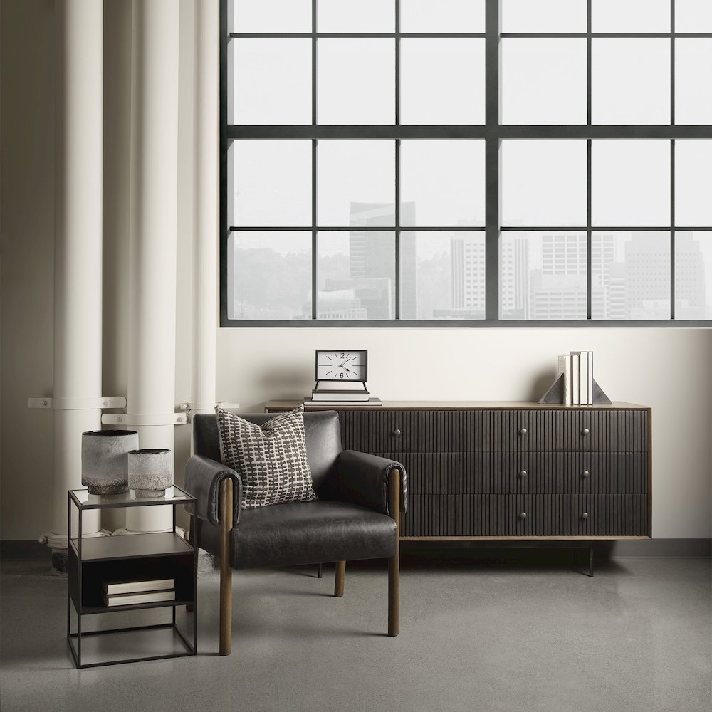 Grace 70Wx18.5Lx31.25H Two-Tone Brown Solid Wood 6 Drawer Sideboard. Picture 7