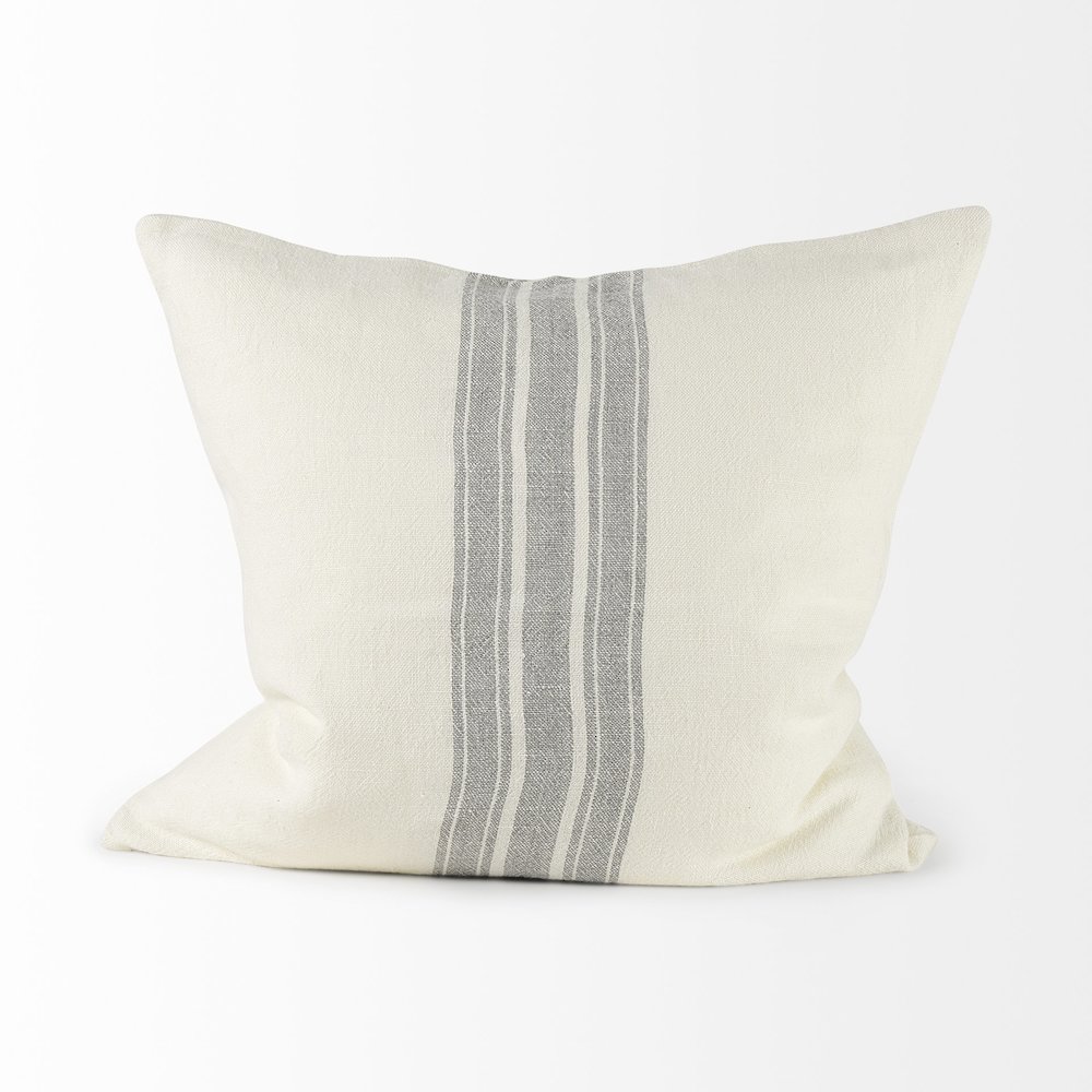 22 X 22 Cream With Gray Stripes Decorative Pillow Cover. Picture 5