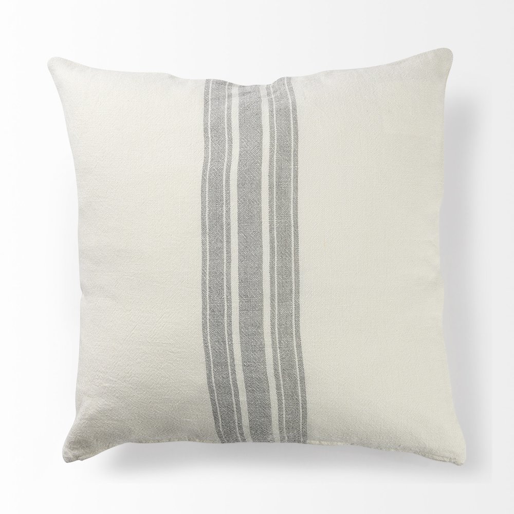 22 X 22 Cream With Gray Stripes Decorative Pillow Cover. Picture 6