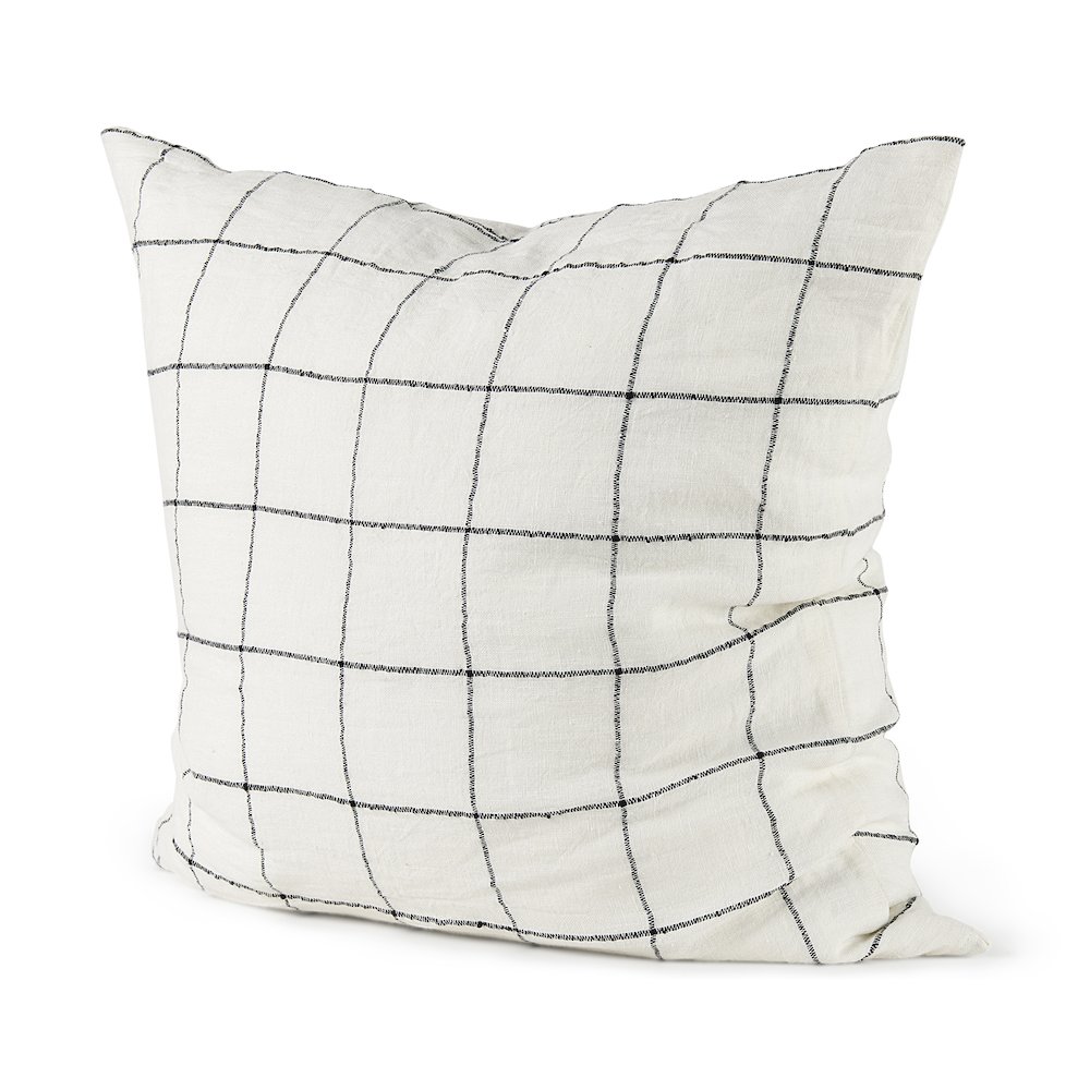 22 X 22 White/Black Square Pattern Decorative Pillow Cover. Picture 1