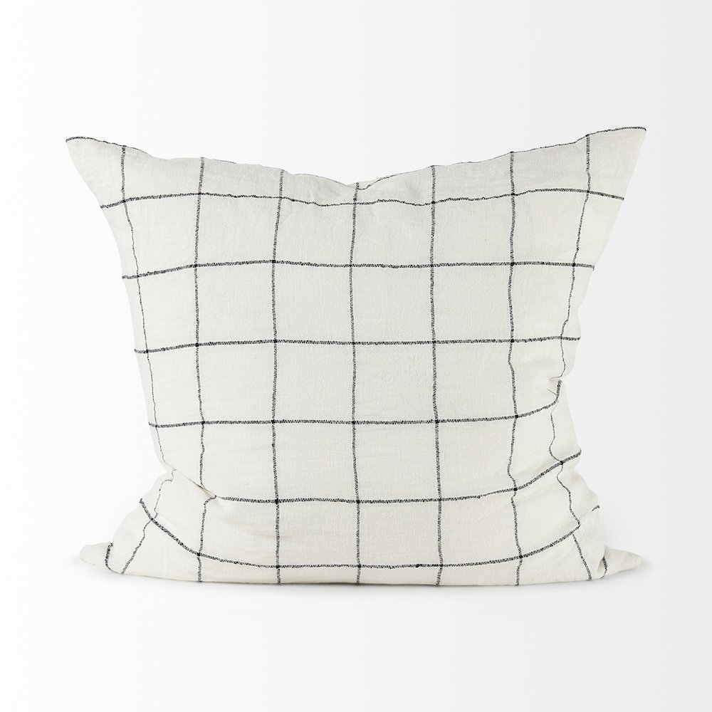 22 X 22 White/Black Square Pattern Decorative Pillow Cover. Picture 9