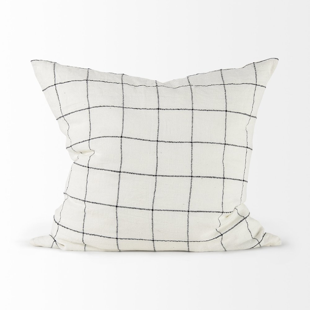 22 X 22 White/Black Square Pattern Decorative Pillow Cover. Picture 11