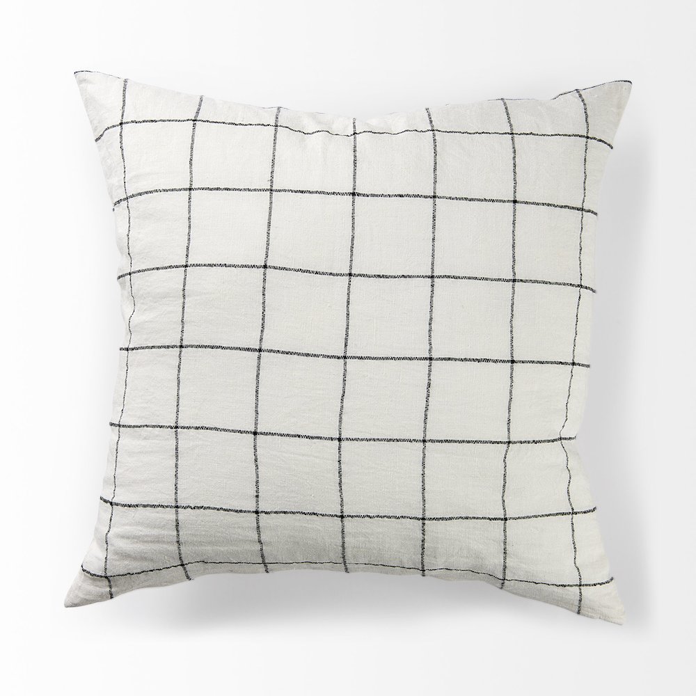 22 X 22 White/Black Square Pattern Decorative Pillow Cover. Picture 12