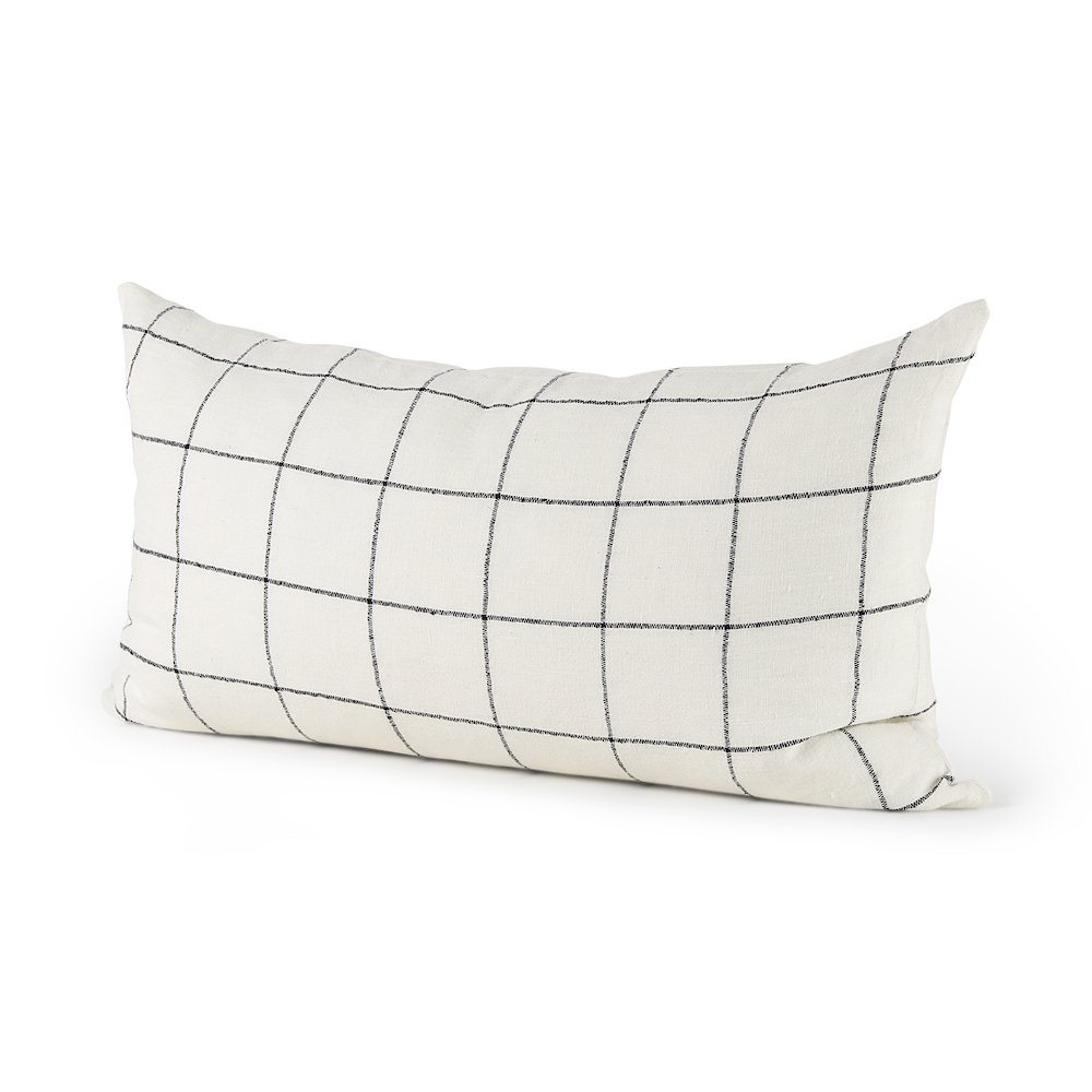 14 X 26 White/Black Square Pattern Decorative Pillow Cover. Picture 1