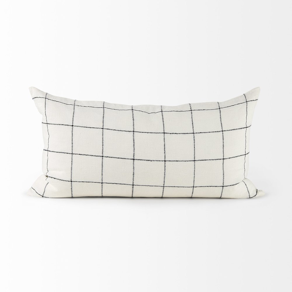 14 X 26 White/Black Square Pattern Decorative Pillow Cover. Picture 7