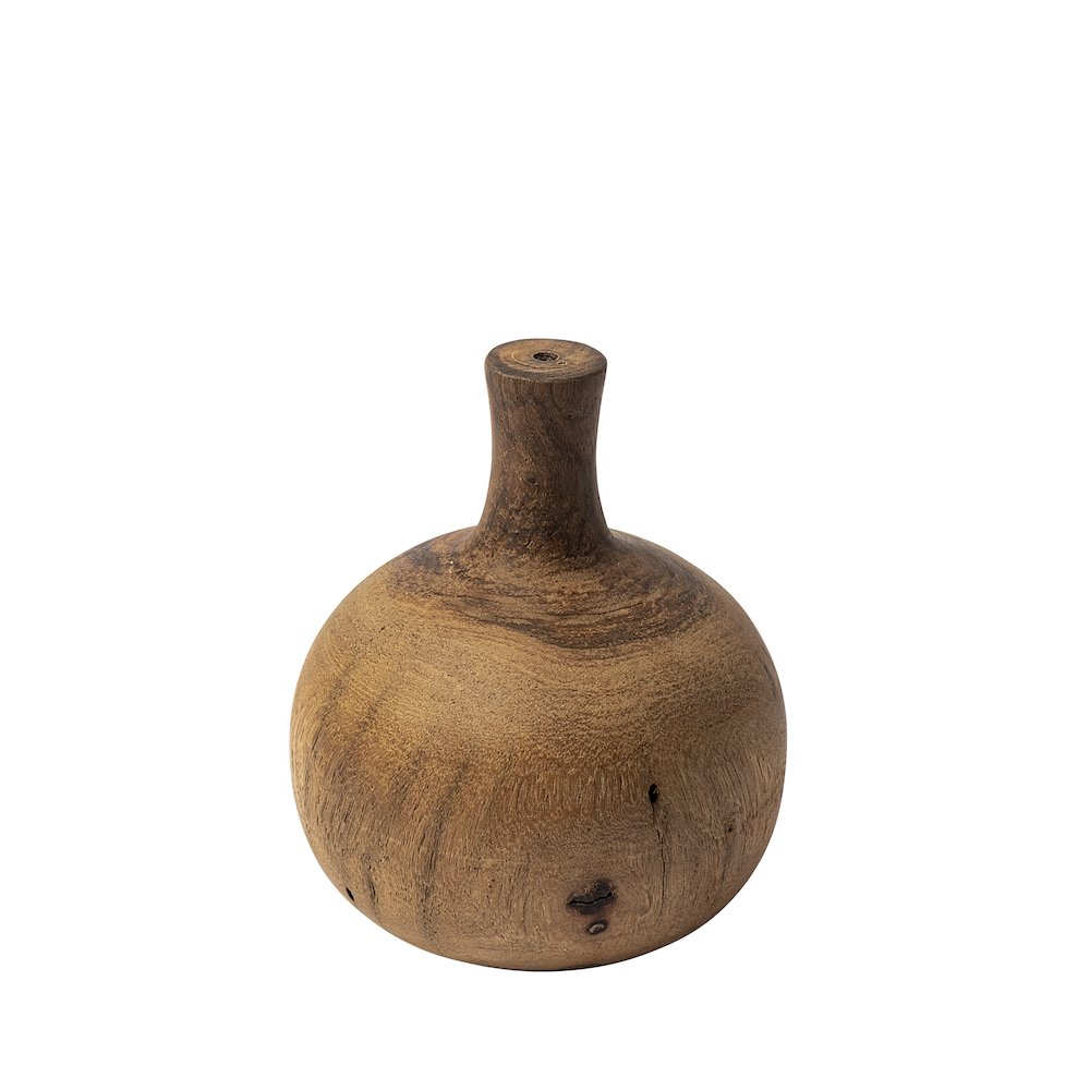 Afra Small Solid Wood Vase Shaped Decorative Object. Picture 1