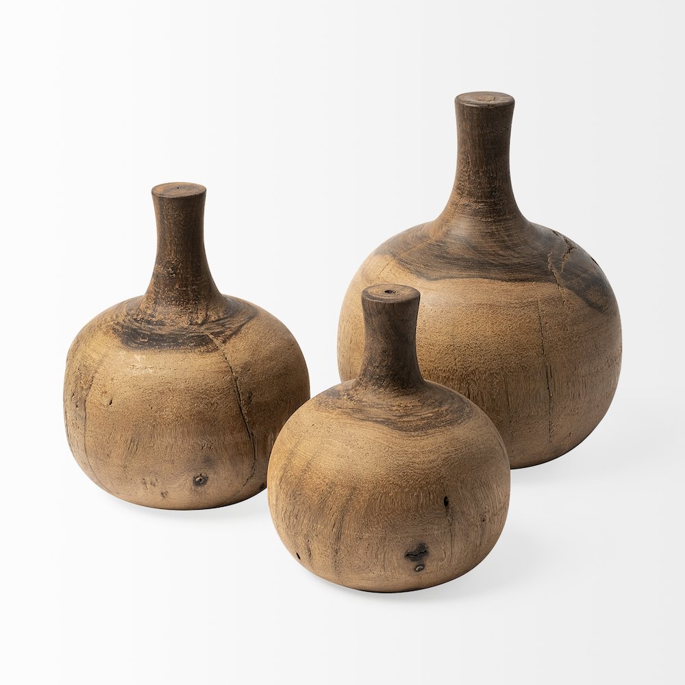 Afra Small Solid Wood Vase Shaped Decorative Object. Picture 4