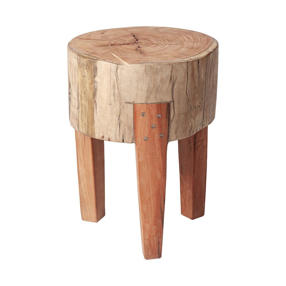 Asco 18"H Rustic Solid Reclaimed Wood Stool. Picture 1