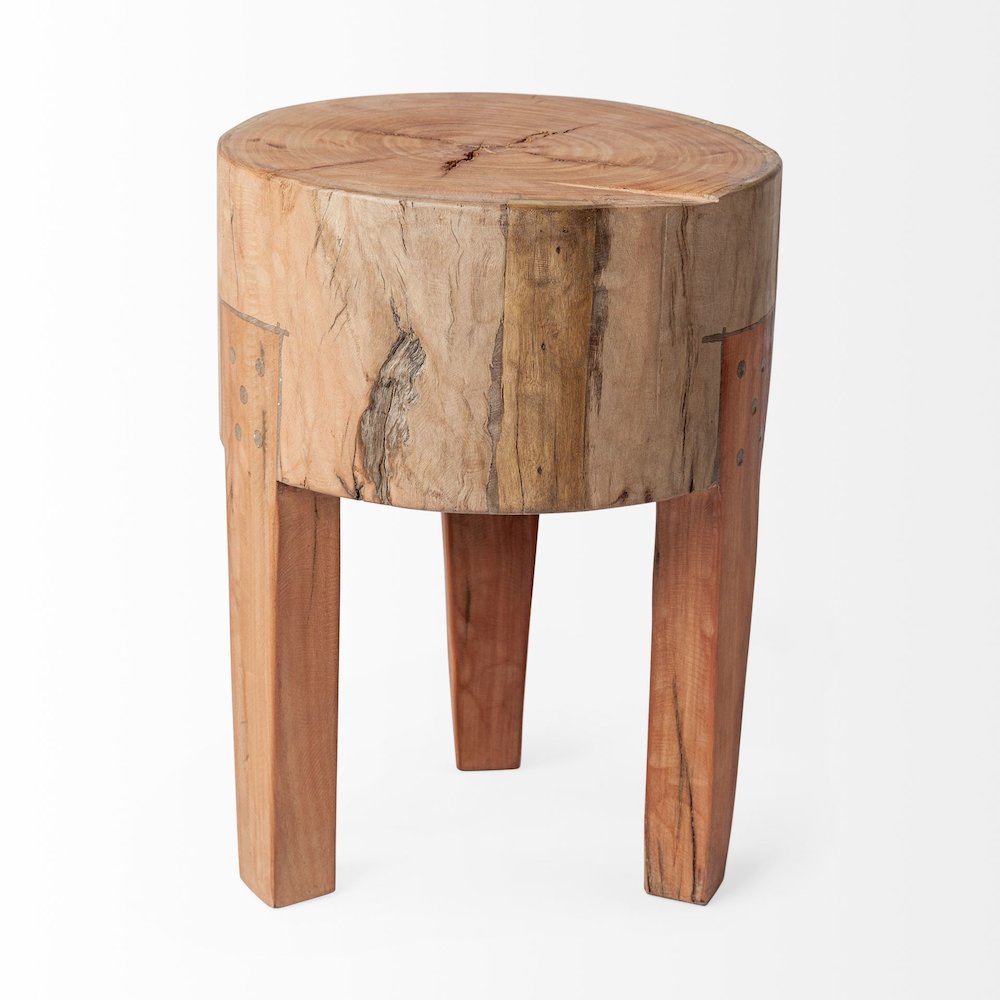 Asco 18"H Rustic Solid Reclaimed Wood Stool. Picture 3