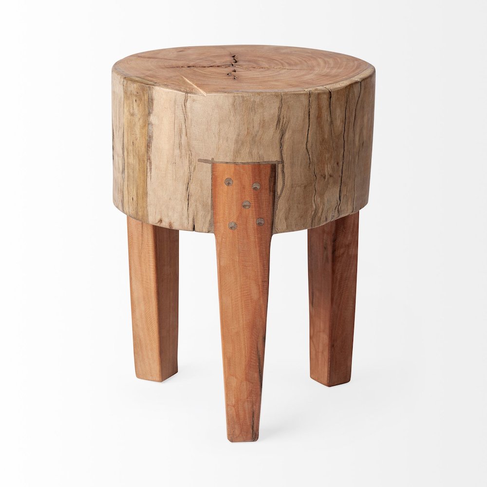 Asco 18"H Rustic Solid Reclaimed Wood Stool. Picture 4