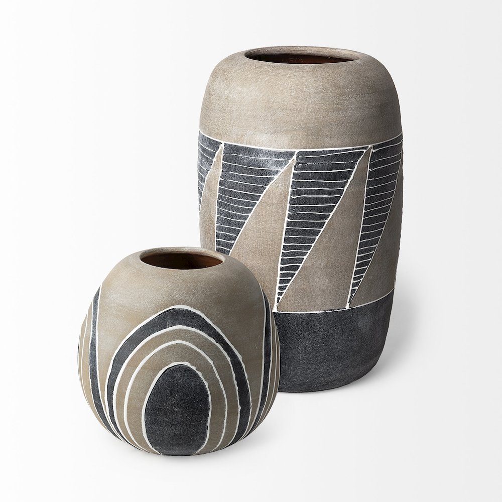 Cove Grey/Brown Ceramic Vase. Picture 5