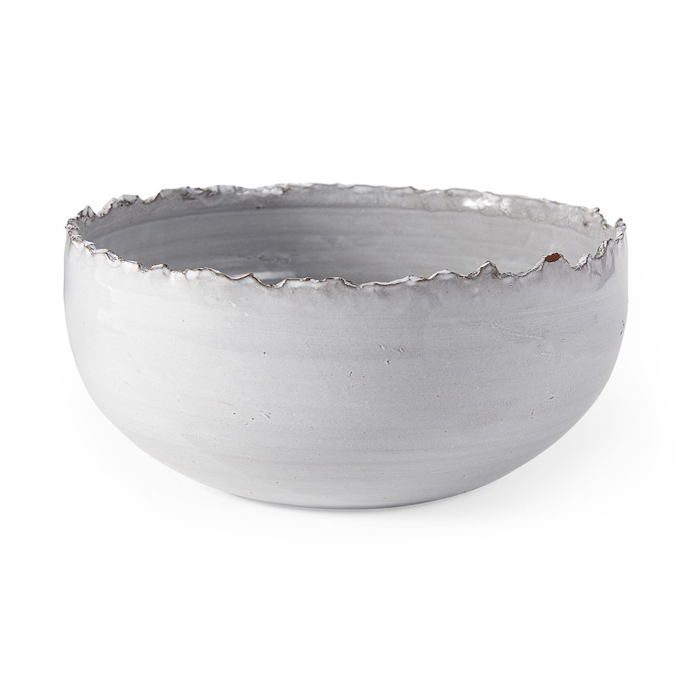 13L X 13W White Ceramic Large Decorative Bowl. Picture 1