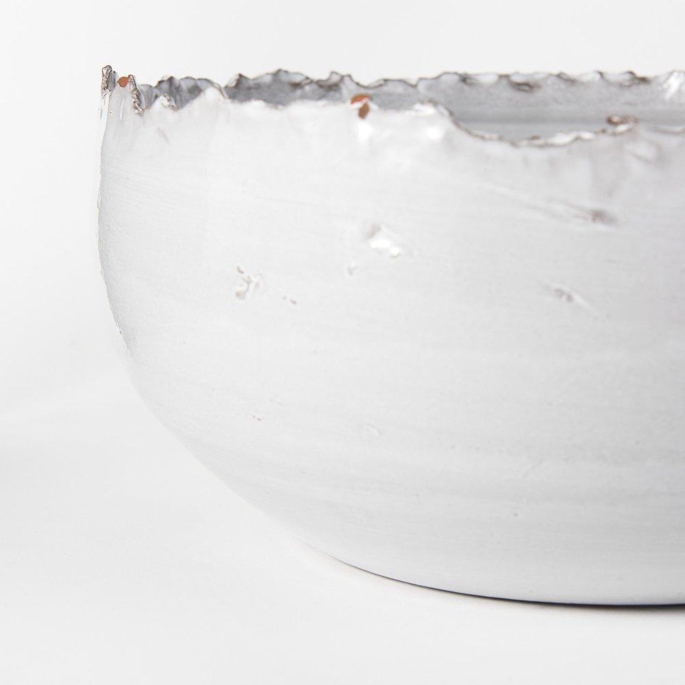 13L X 13W White Ceramic Large Decorative Bowl. Picture 4