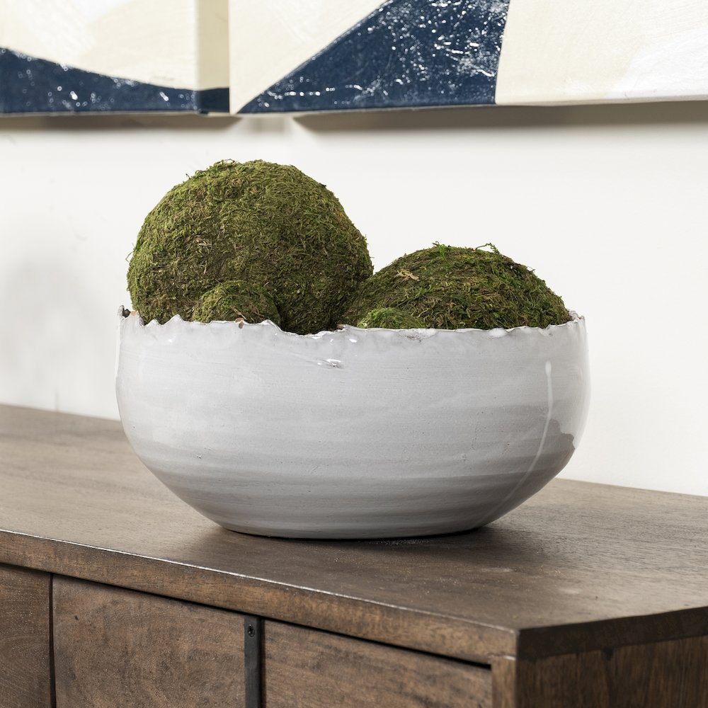 13L X 13W White Ceramic Large Decorative Bowl. Picture 7