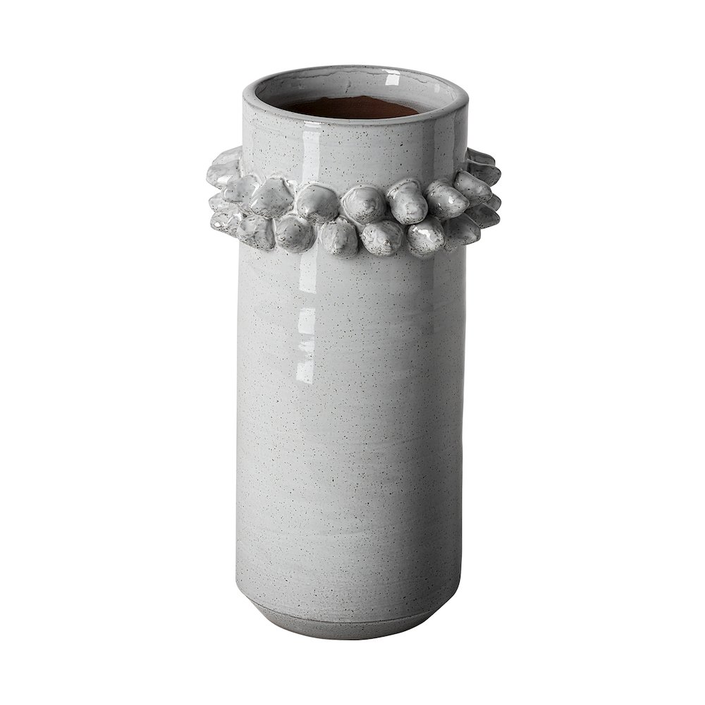 Farmhampton Large Gray Spoked Ceramic Vase. Picture 1