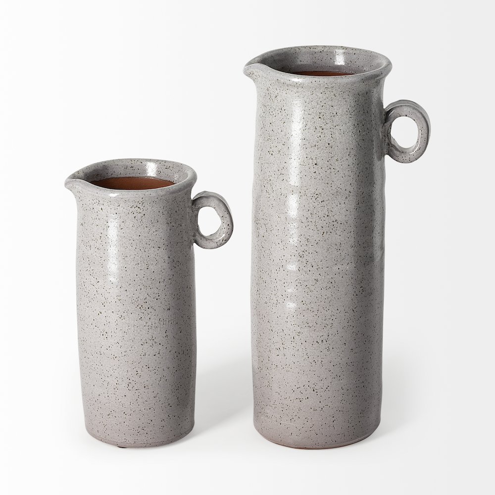 Frieda Small Freckled Gray Ceramic Jug. Picture 6