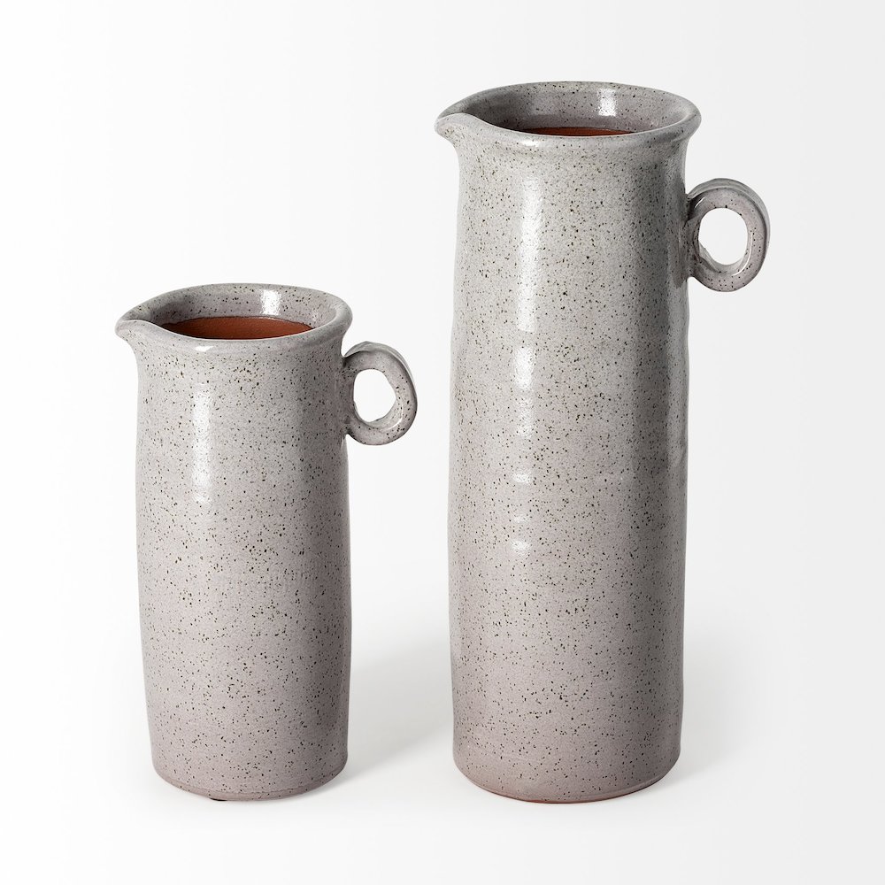 Frieda Large Freckled Gray Ceramic Jug. Picture 5