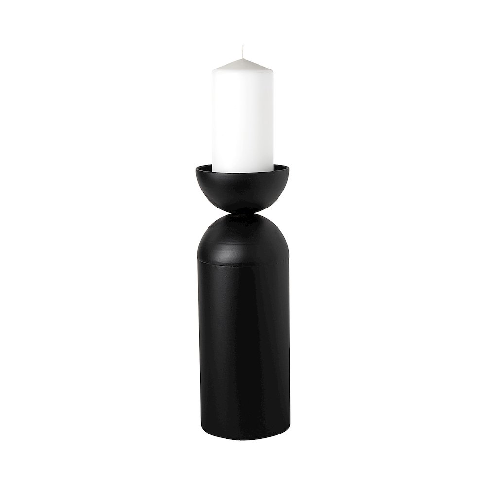 Alex Large Black Metal Cylindrical  Table Candle Holder. Picture 1