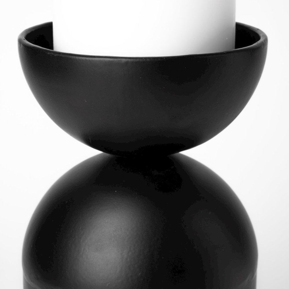 Alex Large Black Metal Cylindrical  Table Candle Holder. Picture 7