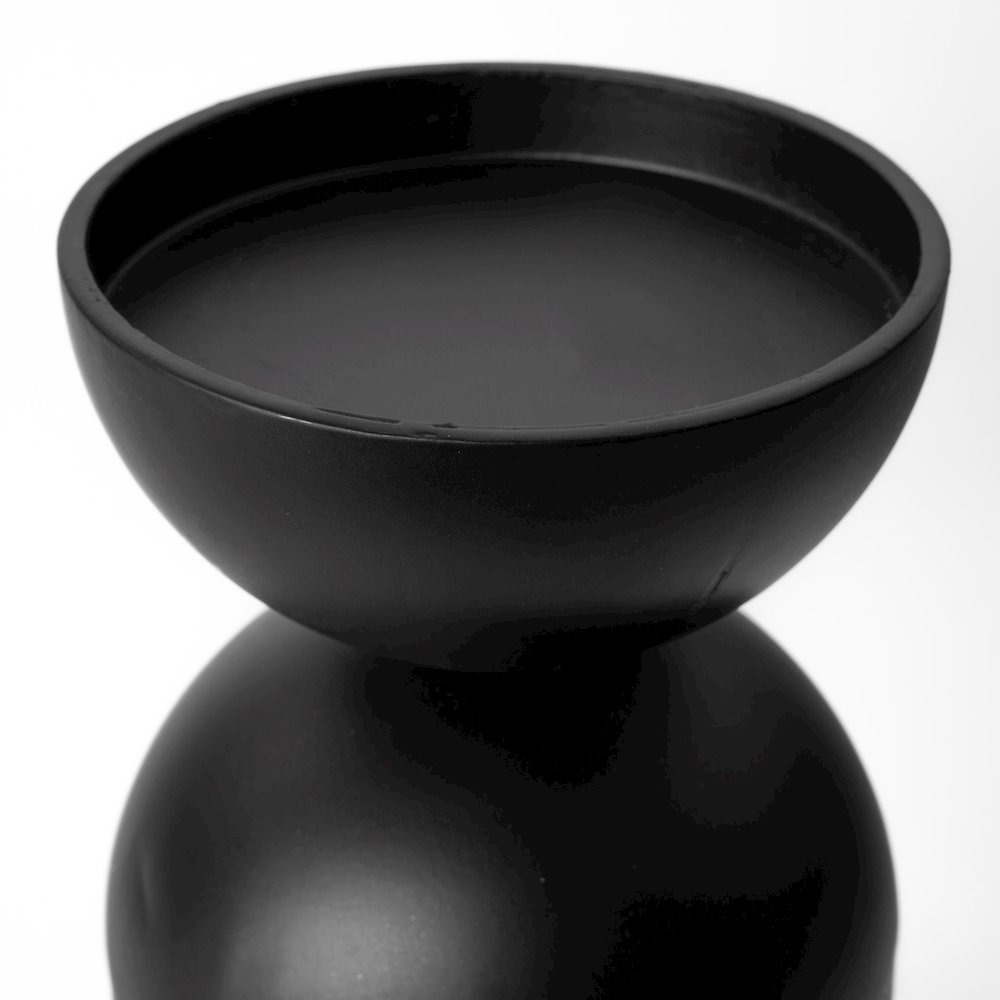 Alex Large Black Metal Cylindrical  Table Candle Holder. Picture 8