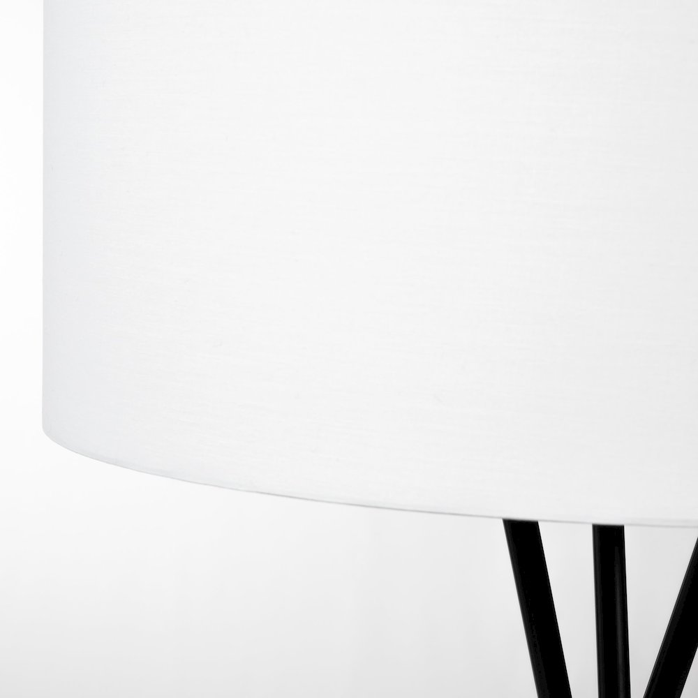 Ambrose 20.0L x 20.0W x 61.8H Black MetalWhite Fabric Shade Floor Lamp. Picture 11