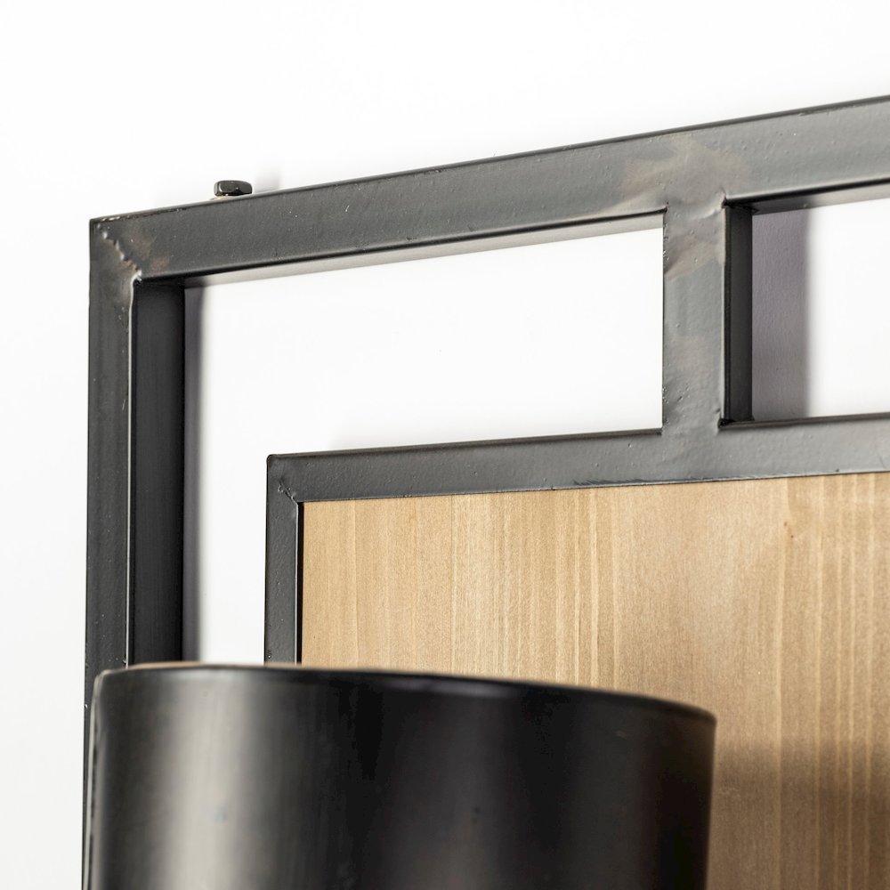 Cleo 16.9x57.1 Black Metal and Wood Rectangular Wall Sconce. Picture 5