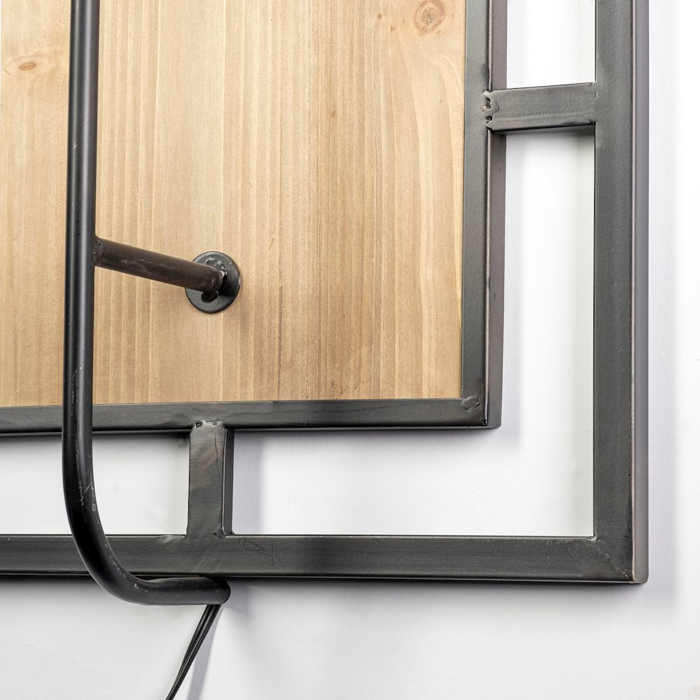 Cleo 16.9x57.1 Black Metal and Wood Rectangular Wall Sconce. Picture 7