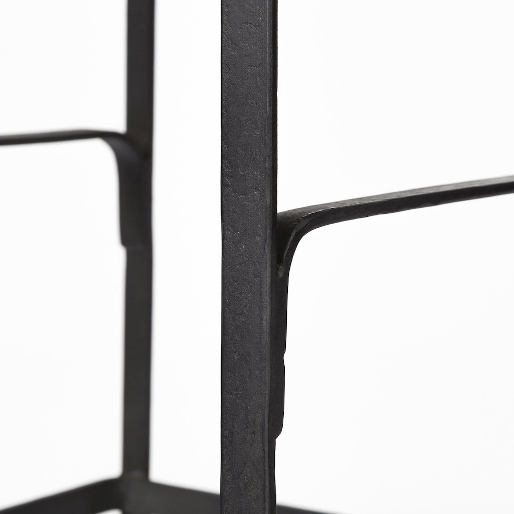 25" Seat Height Brown Wood Seat Black Metal Frame Counter Stool. Picture 6