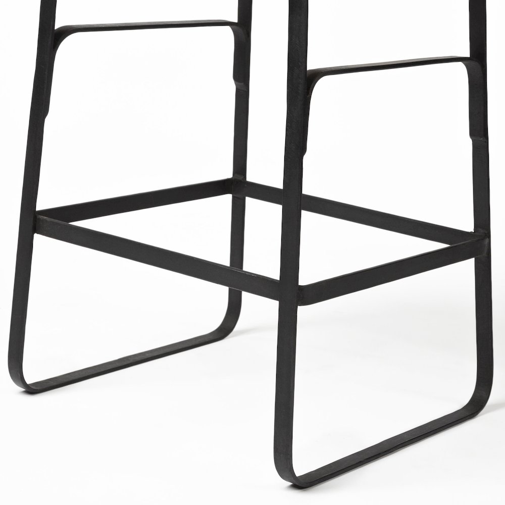 25" Seat Height Brown Wood Seat Black Metal Frame Counter Stool. Picture 7