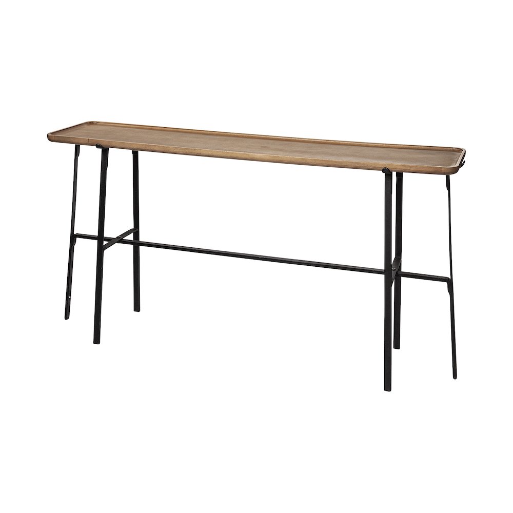 Rectangular Brown Raised Edge Top Console Table. Picture 1