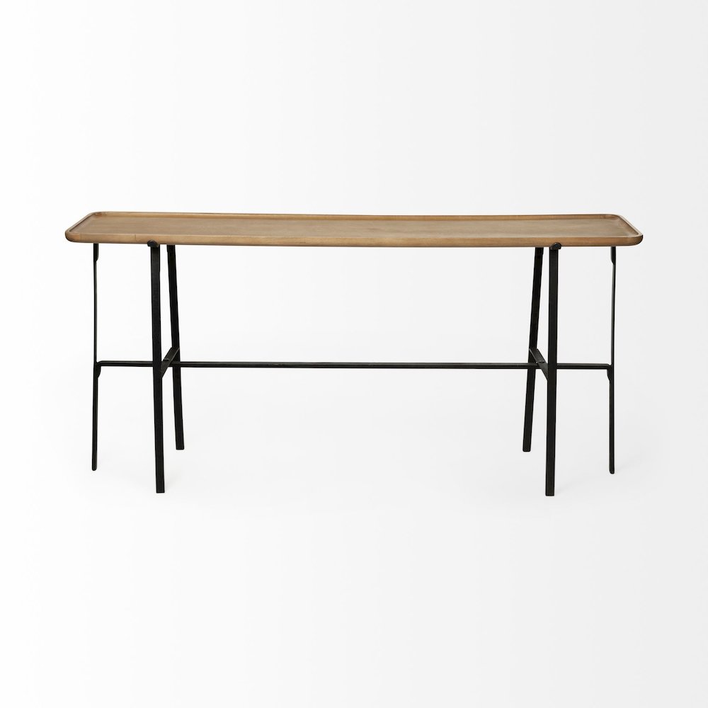 Rectangular Brown Raised Edge Top Console Table. Picture 5