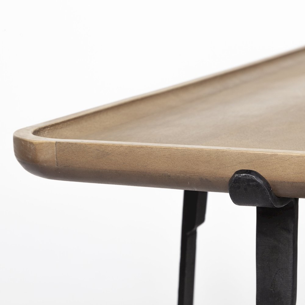 Rectangular Brown Raised Edge Top Console Table. Picture 7