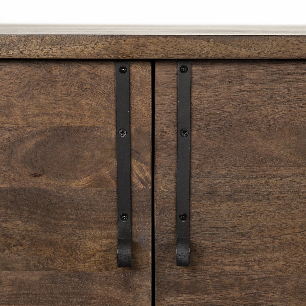 Dark Brown Wood Frame Black Iron Accent, 6 Drawer, 2 Door Cabinet Sideboard. Picture 11
