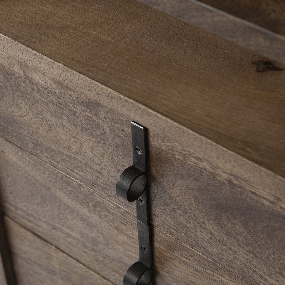 Glenn V56L x 22W Dark Brown Wood Black Iron Frame, 3 Drawer Office Desk. Picture 3