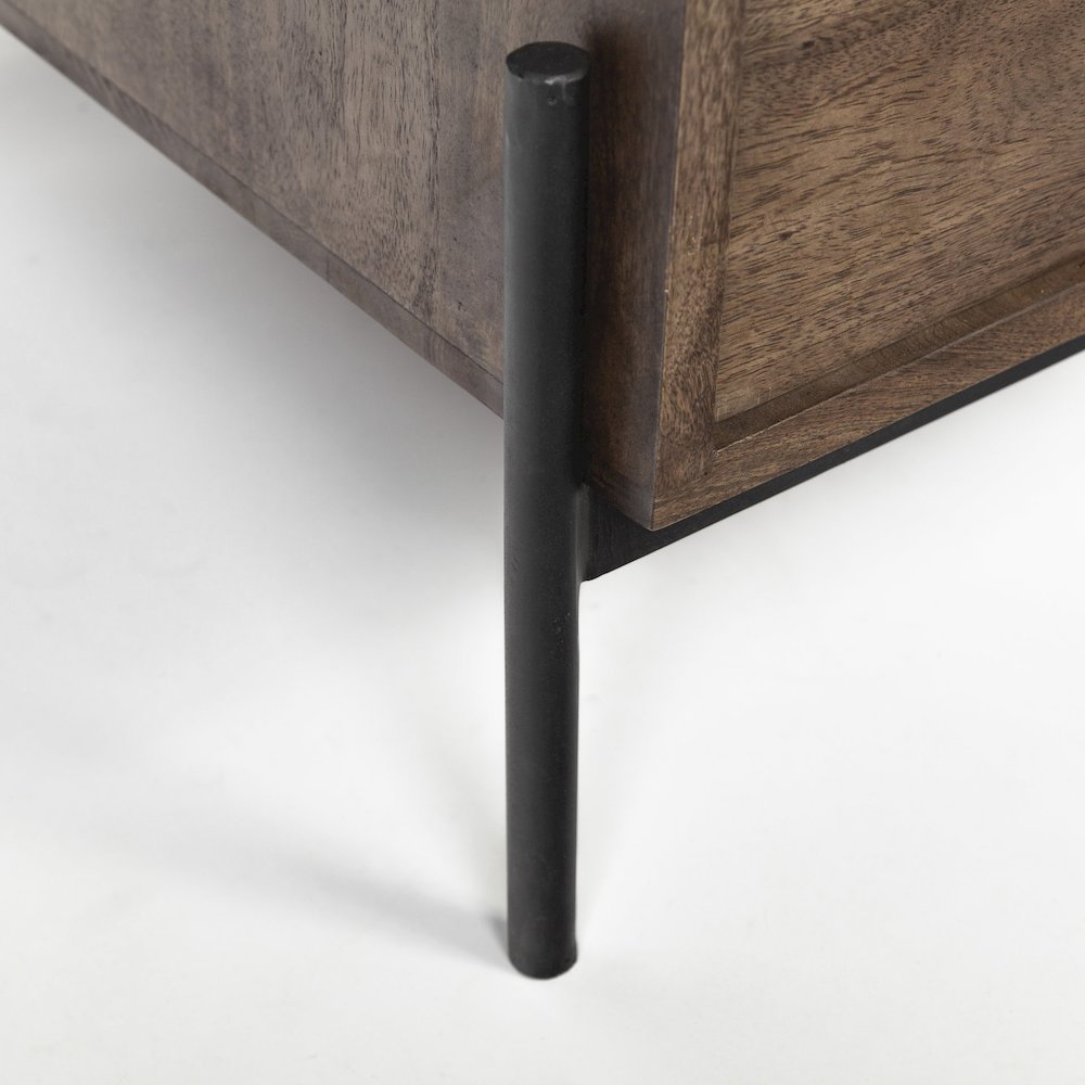 Glenn V56L x 22W Dark Brown Wood Black Iron Frame, 3 Drawer Office Desk. Picture 4