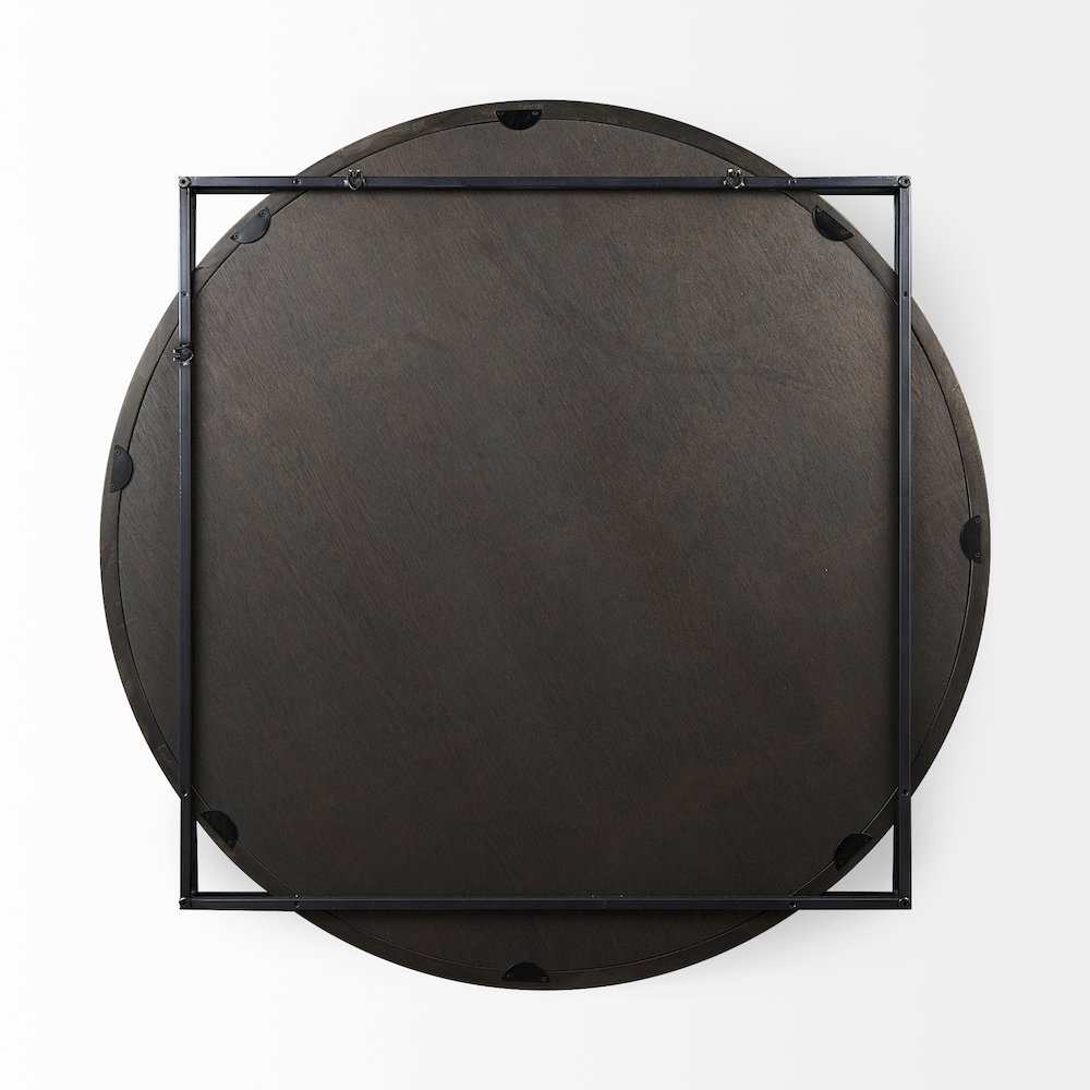 Norbert 46" Round-Square Black Wood/Metal Frame Mirror. Picture 6