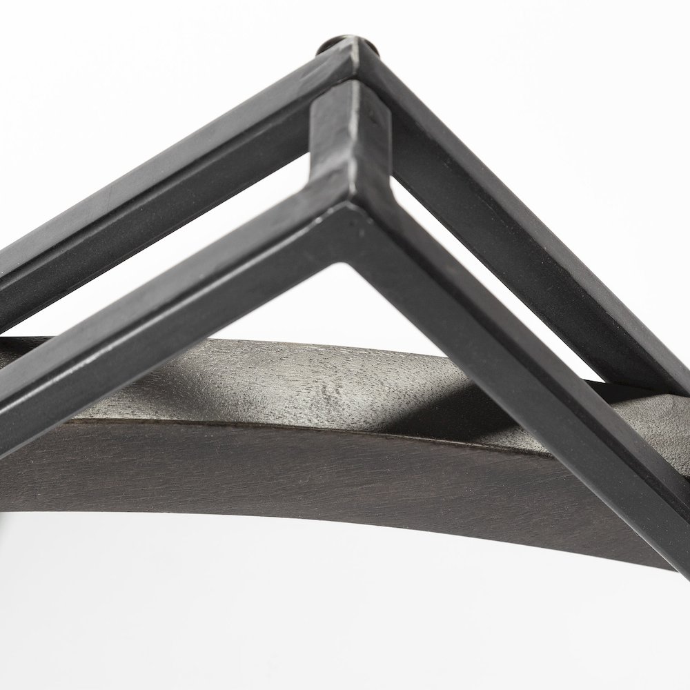 Norbert 46" Round-Square Black Wood/Metal Frame Mirror. Picture 7