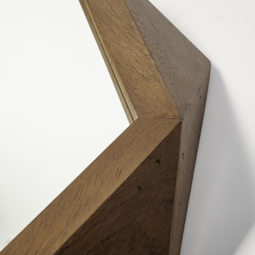 Aramis 32" Octagon Brown Wood Frame Wall Mirror. Picture 4