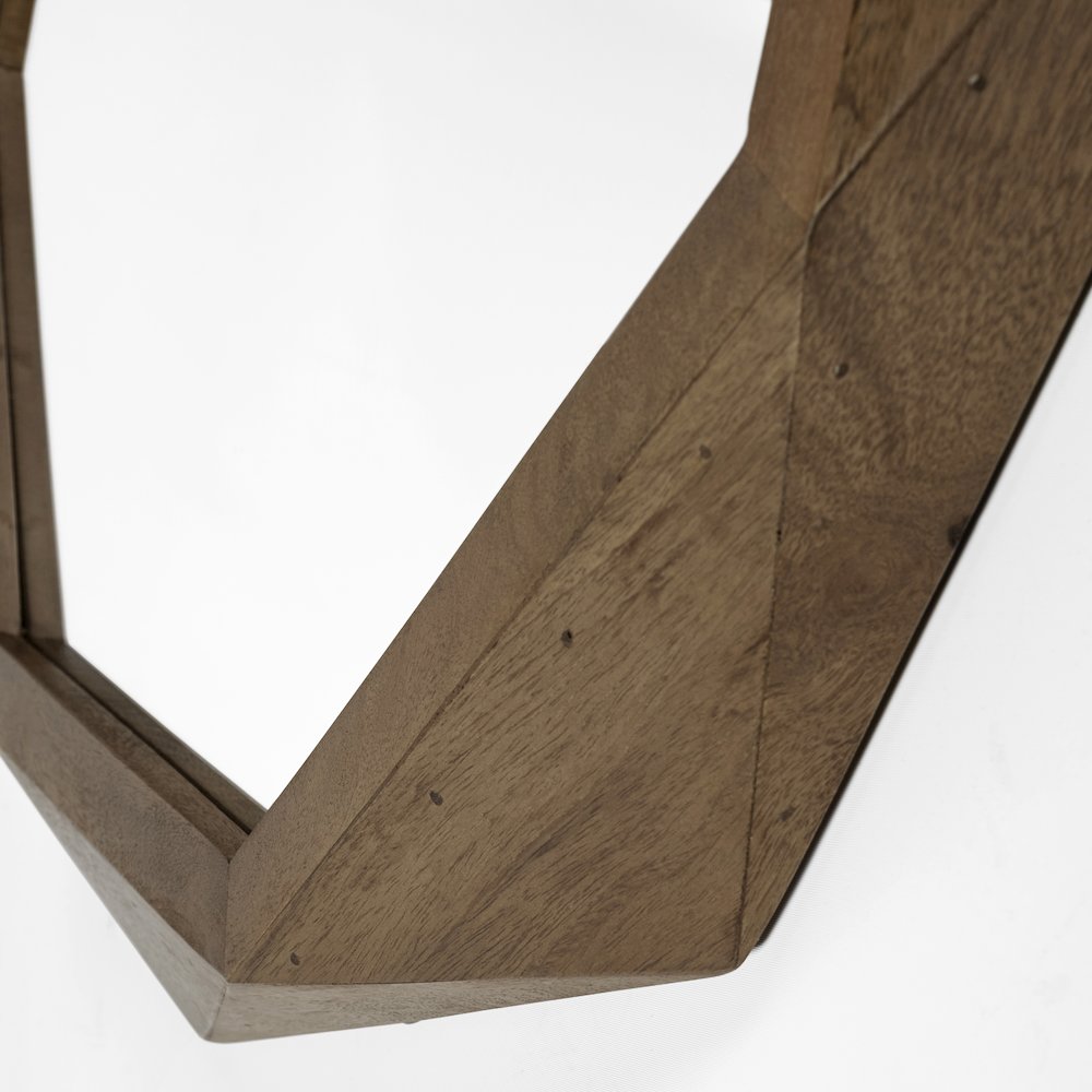 Aramis 32" Octagon Brown Wood Frame Wall Mirror. Picture 6